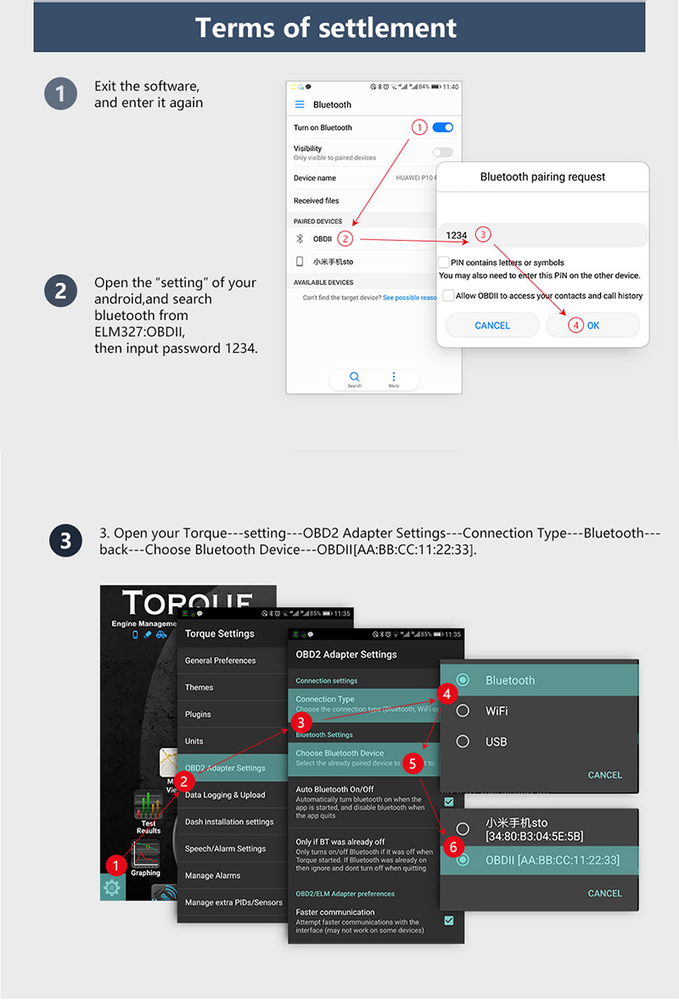 ELM327 OBD2 Code Reader Bluetooth Auto Diagnostic Tool OBDII Scanner for Android