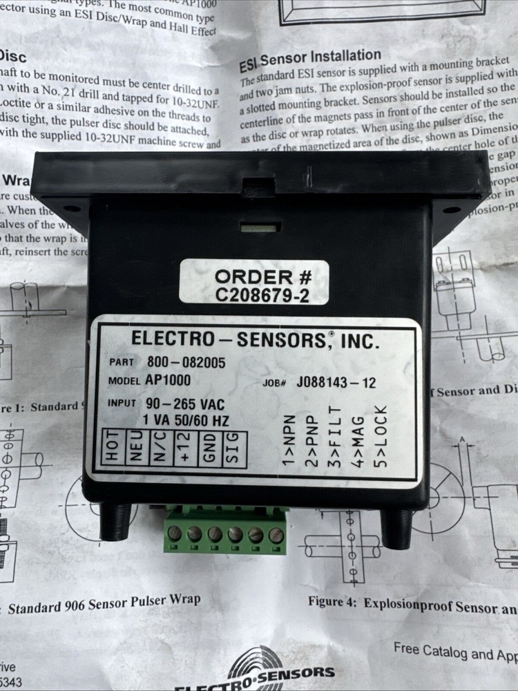 Electro Sensors AP100 Tachometer (Missing Front Screen) 800-082005