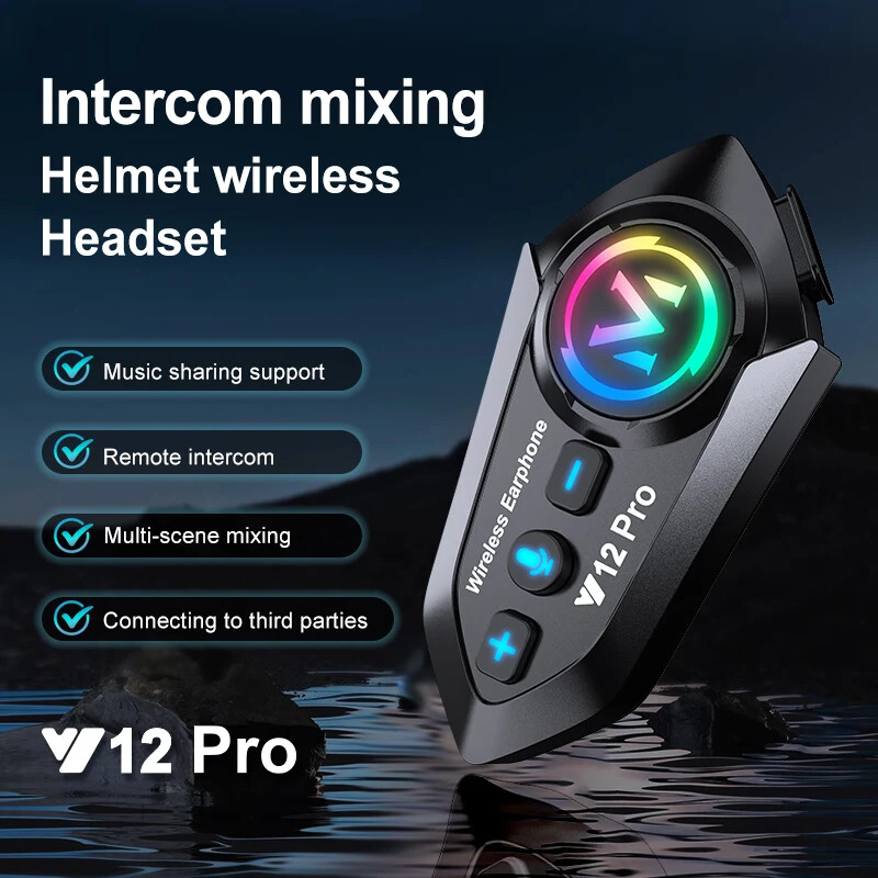 Y12 Pro Motorcycle Helmet Intercom Bluetooth Headset 500M Wireless Intercom New