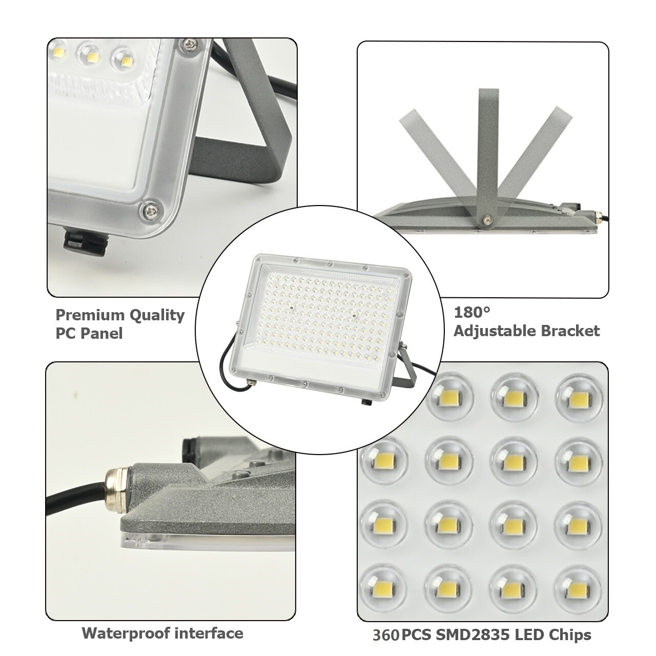 300W LED Flood Light Outdoor Super Bright Waterproof 6500K Daylight White