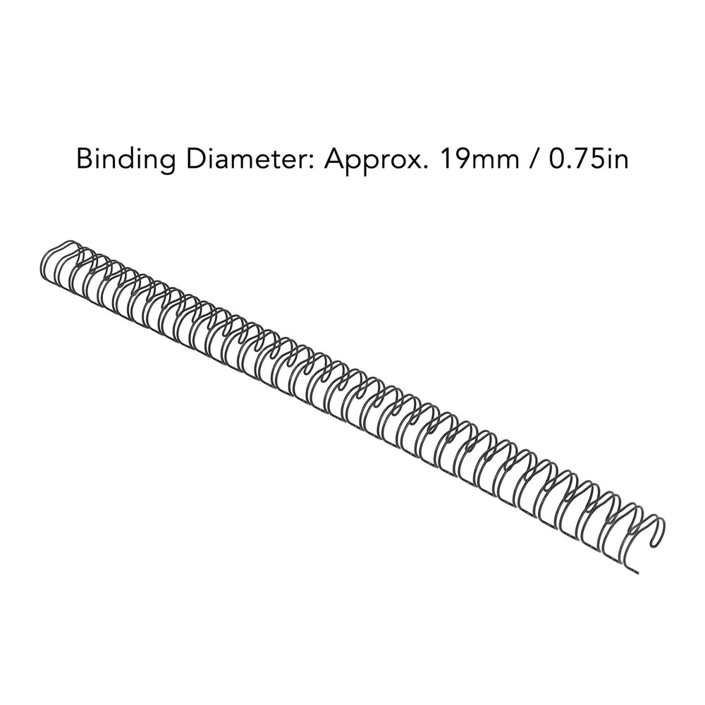 Black 50x Double Loop Wire Binding Spine 180 Sheet Capacity 3:1 Pitch 34 Loop 19