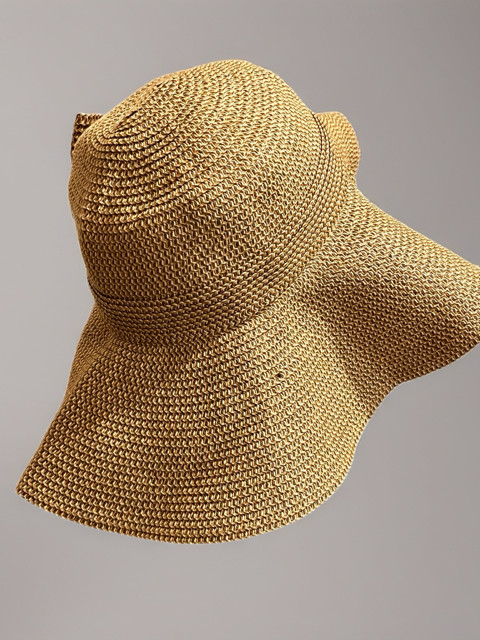 Sun Hat Women, Beige Woven Straw