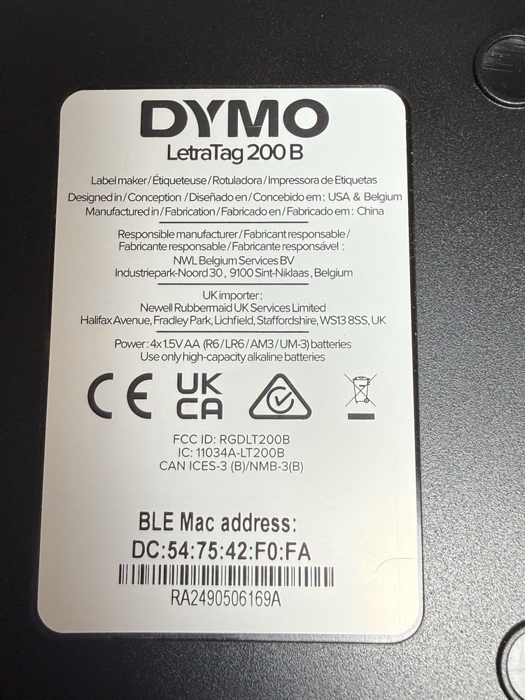 Dymo 200B LetraTag Bluetooth Wireless Label Maker w/Box & Instructions - Works