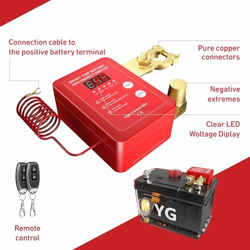 Automatic Power Cut-Off Switch, Kill Switch for car Battery 12V/24V Red