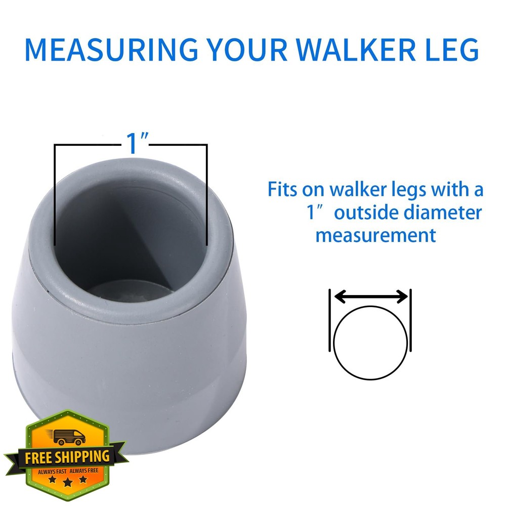 4pk Walker Tips 1'' Heavy Duty Rubber Replacement Feet for Mobility Aids