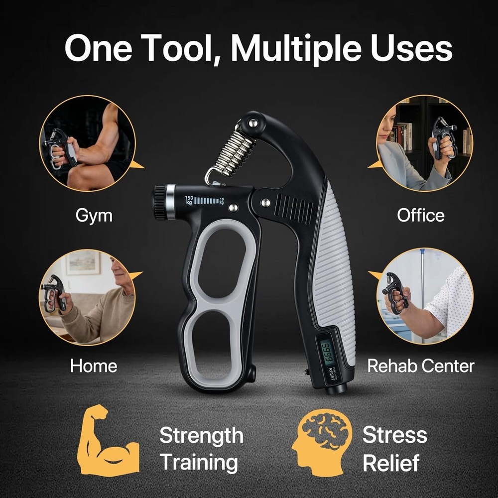 Compact PowerGrip Hand Exerciser - Electronic Counter & Adjustable Resistance