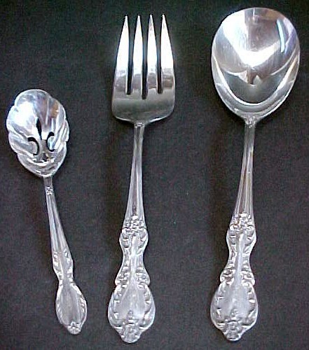 Rogers Serving Spoon Meat Fork Scalloped Slotted Spoon