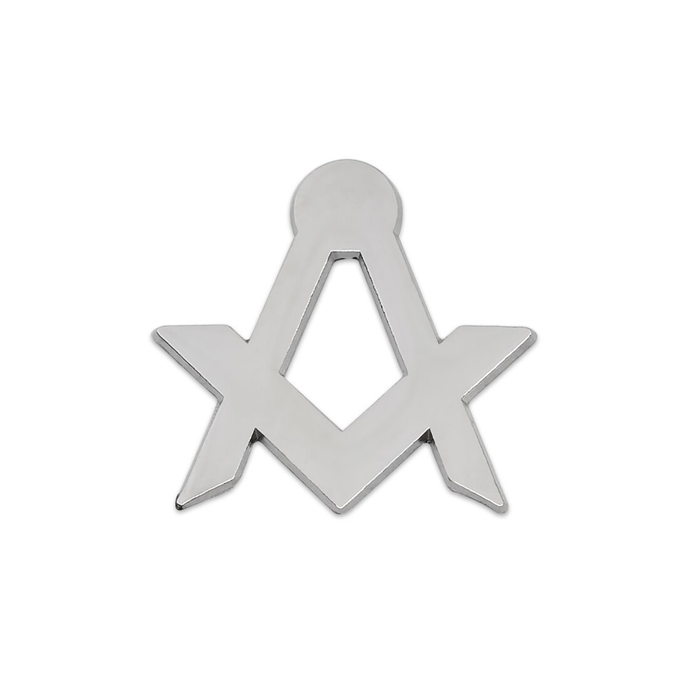Simple Square & Compass Masonic Lapel Pin - [Silver][1'' Tall]