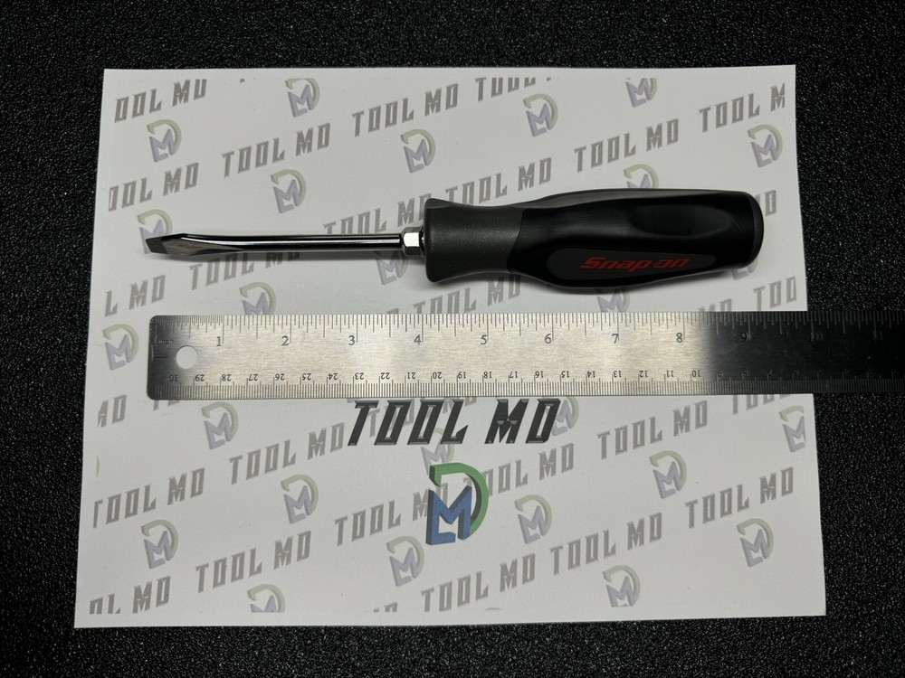 Snap-on Tools NEW DARK TITANIUM 1/4" Tip Soft Grip Flat Head Screwdriver SGD4B