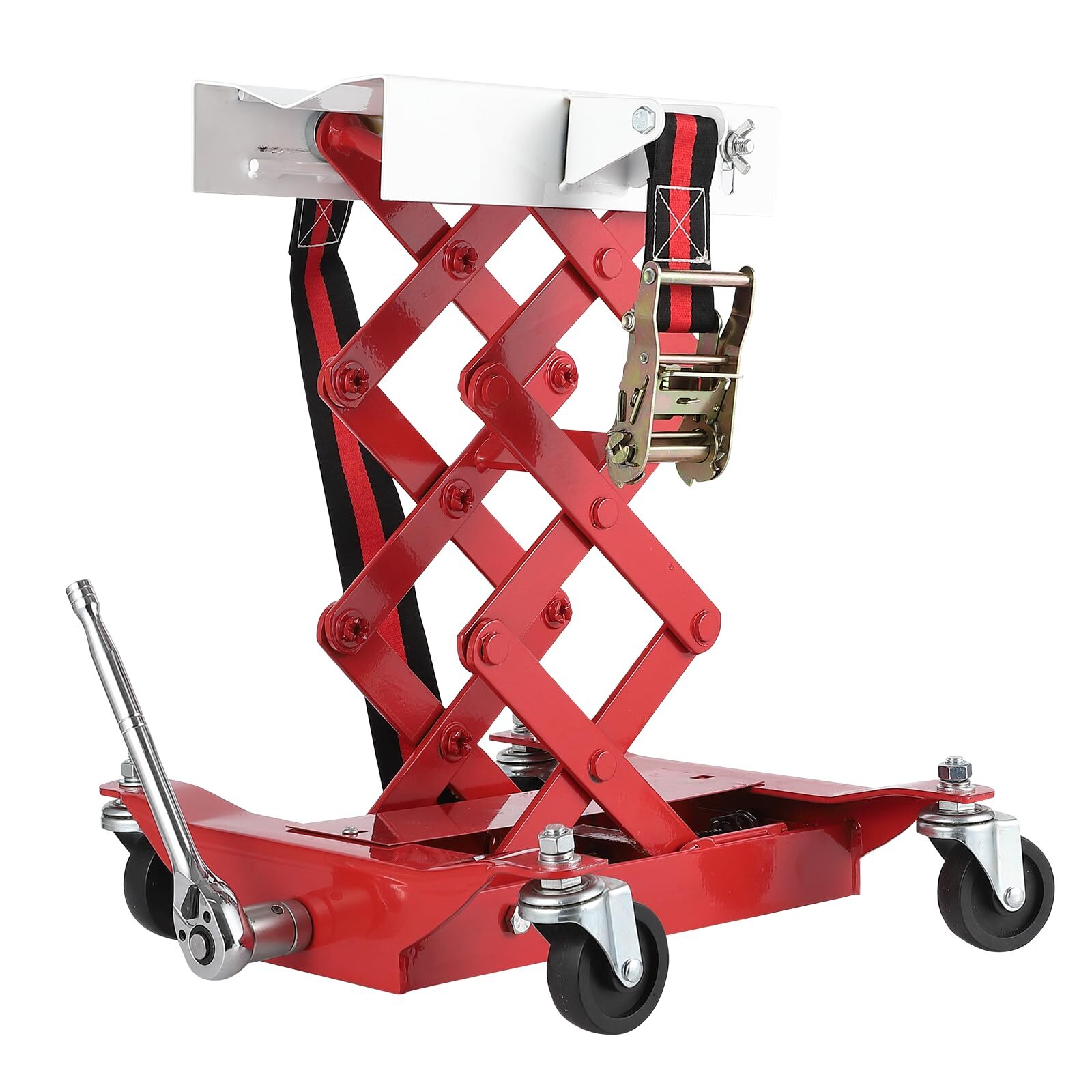 ✅450 Lbs Capacity Low Profile Transmission Jack W/Safety Straps 7-23" Lift Range