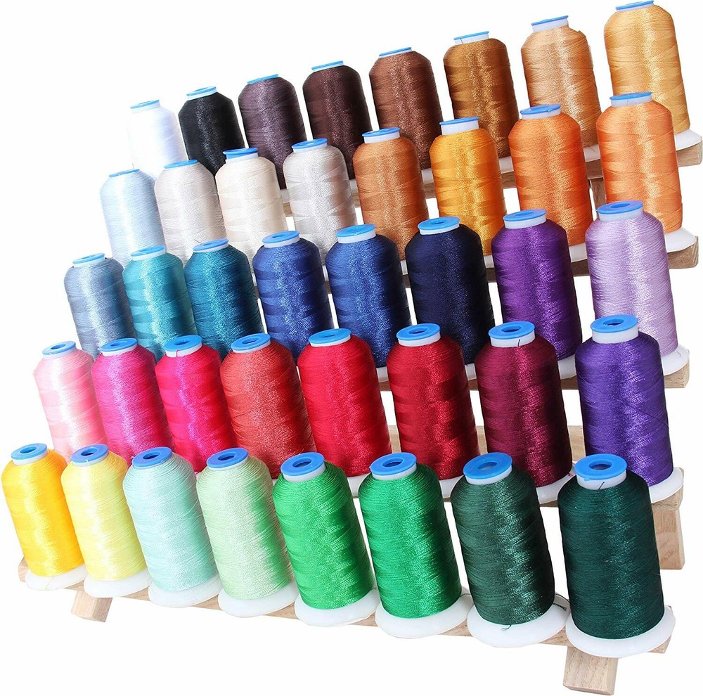 BEST 40 COLOR MACHINE EMBROIDERY THREAD SET - HUGE 1000 METER POLYESTER SPOOLS