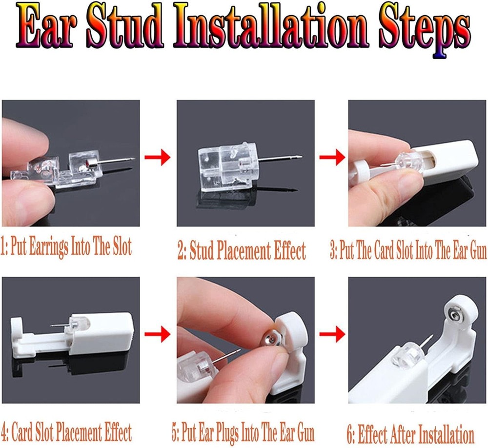 4 PCS Self Ear Piercing Gun Kit, Disposable Tool Set 3MM