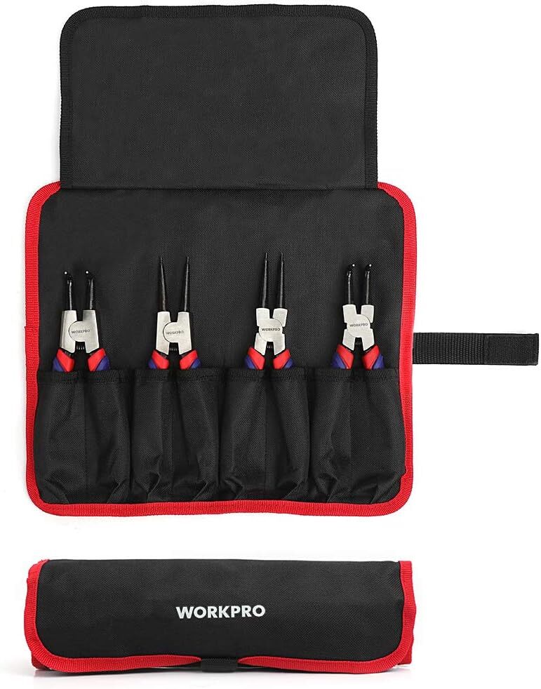 WORKPRO 4PCS Heavy Duty Snap Ring Pliers Set Included Cr-V Steel w/Storage Pouch