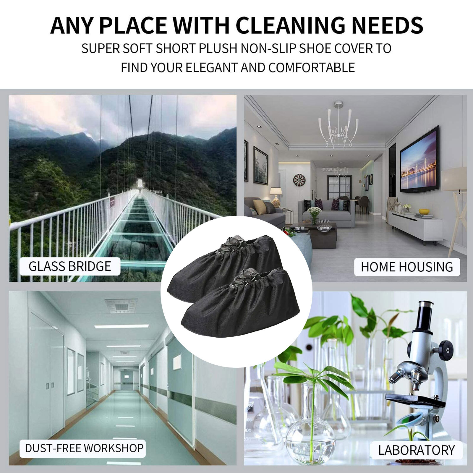 2 Pairs Waterproof Shoe Covers Washable Reusable Non Slip Sole Overshoes Booties