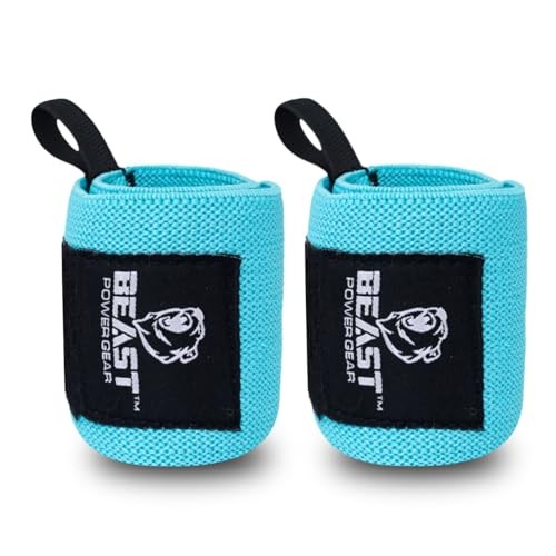 Improved Lifting Support & Stability - Gym Wrist Wraps for Weightlifting Aqua