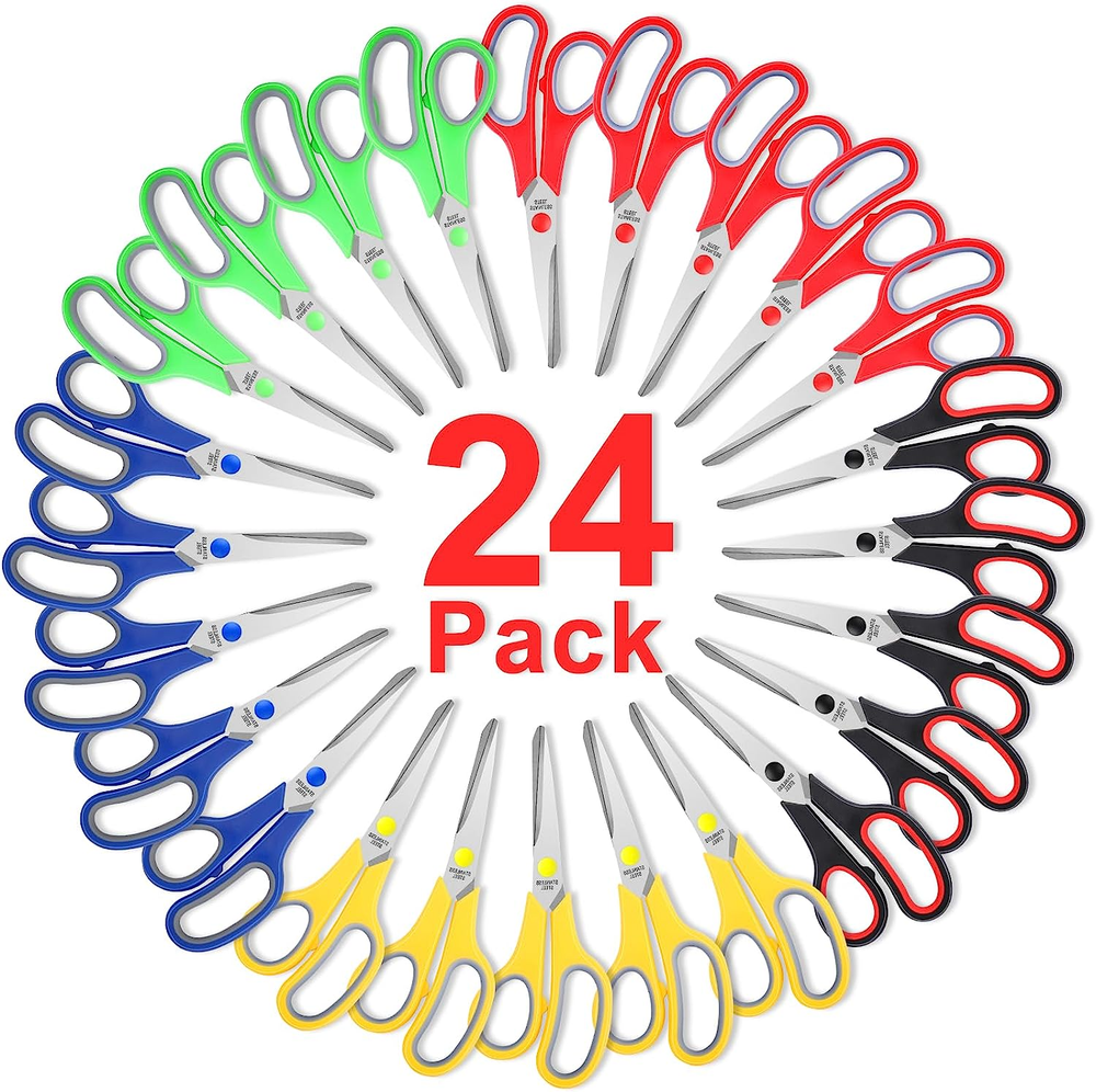 Scissors Bulk 24-Pack, 8" Multipurpose Sharp Scissors for School Office Home，Al