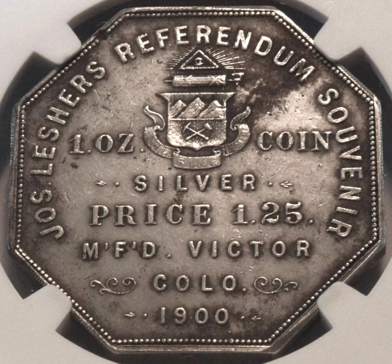 1900 $ Lesher Dollar / HK-789 SC $1 NGC AU / A.B. Bumstead Pikes Peak Silver 1oz