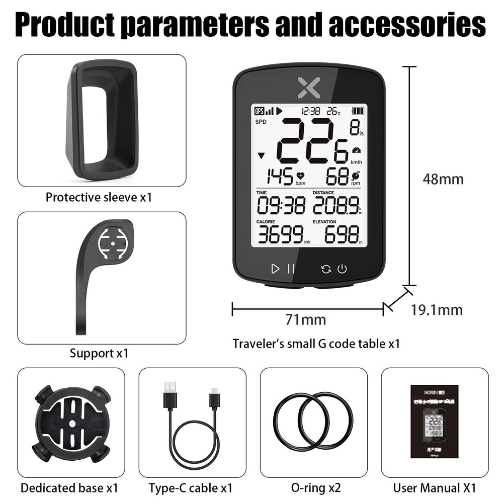 XOSS G2 Wireless Mini GPS Bike Computer, Speedometer Odometer with Waterproof