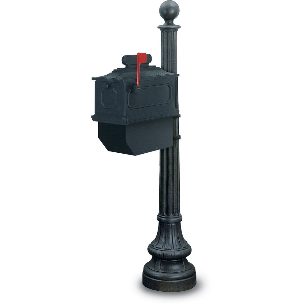 United Visual Products Augusta Single Residential Mailbox Post Black