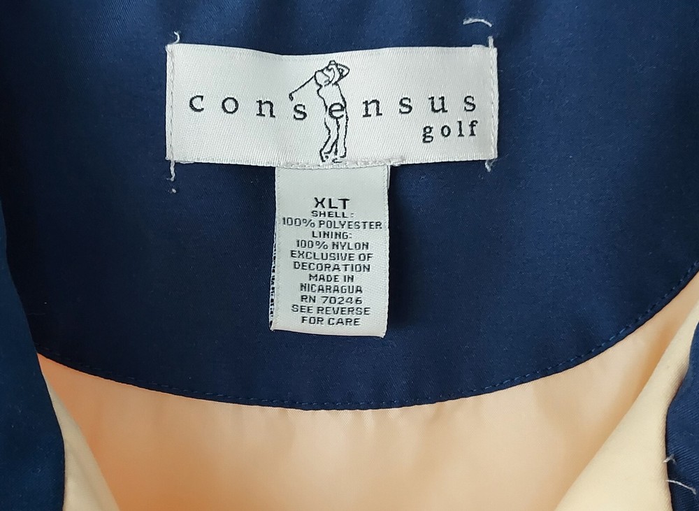 Consensus Golf Mens Pullover 1/4 Zip Jacket Sz XLT Tall Yellow Blue Lined