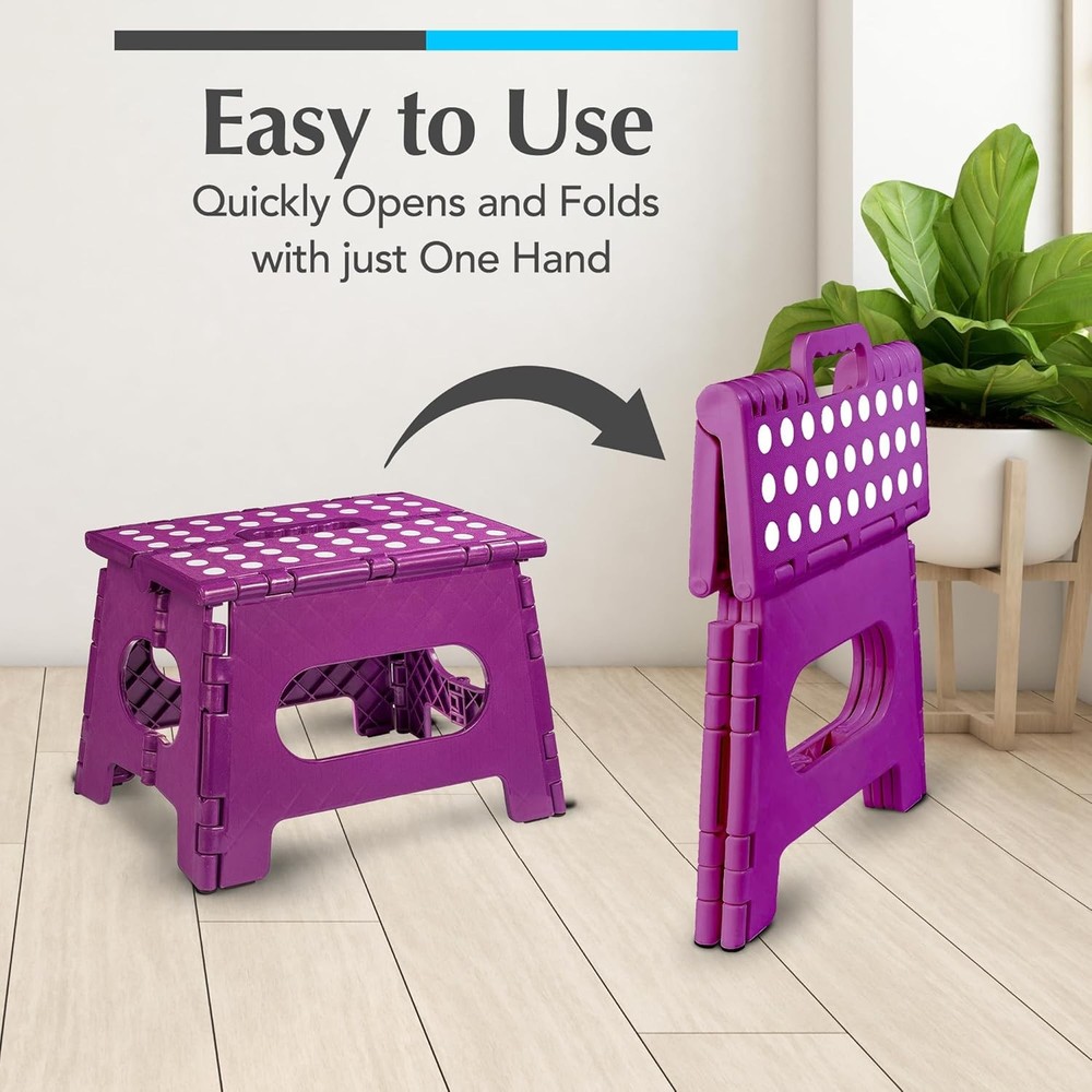 Folding Lightweight Step Stool Sturdy Enough to Support Adults & Safe Enough