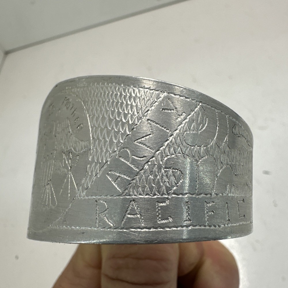 Vintage WWII US Army Trench Art Bracelet South Pacific Aluminum Bracelet