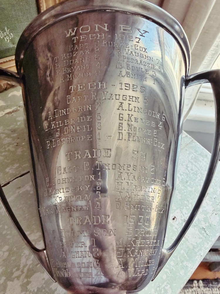 Huge 1927 Silver Plated 8 Oar Rowing Crew Trophy