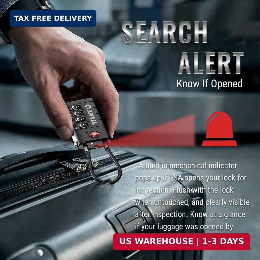 ANVIL TSA Approved Luggage Locks with Search Alert Indicator, 4-Digit Combinatio