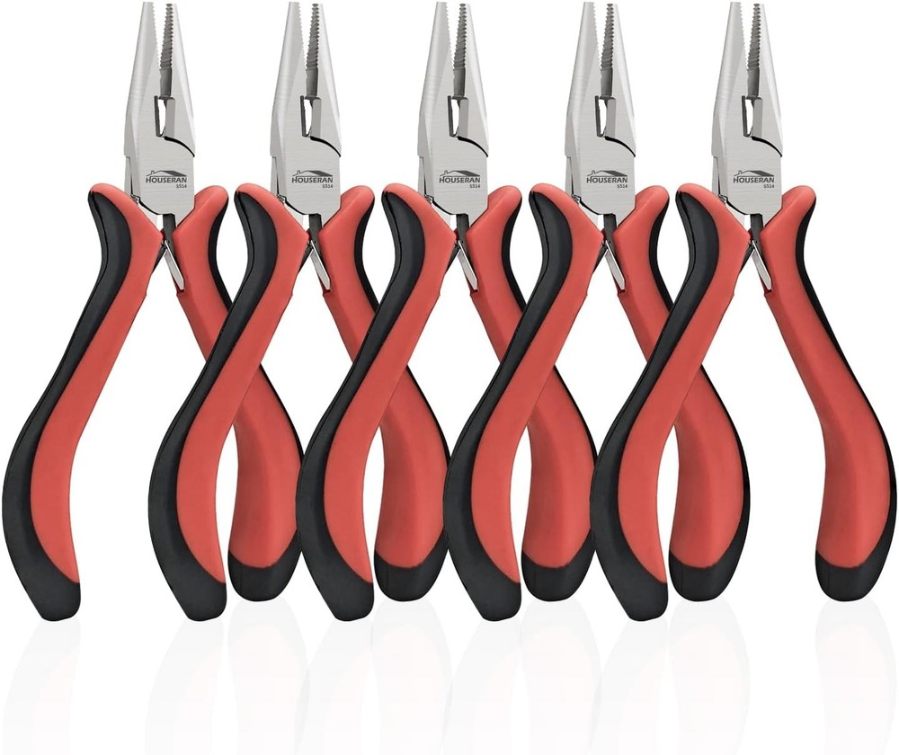 5"-5 Pack Mini Needle Nose Pliers, Spring Loaded Small Needle Nose Pliers