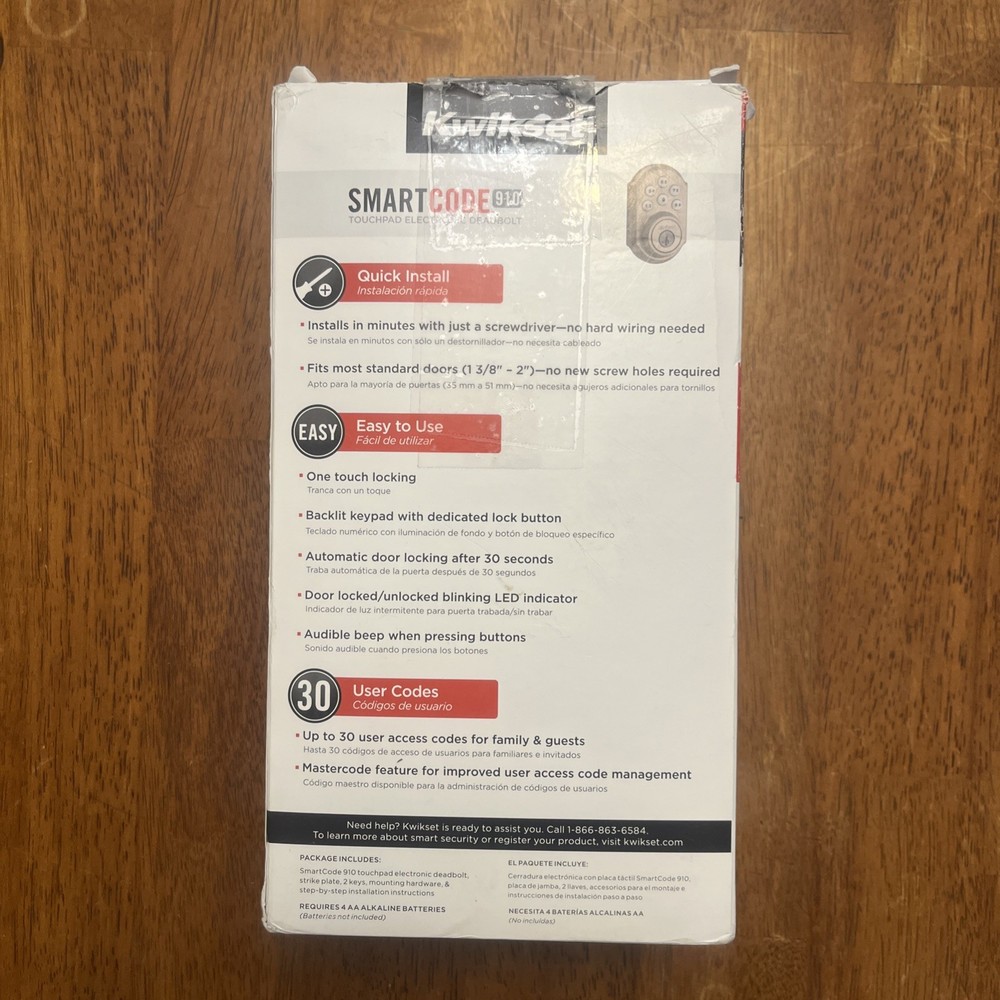 Kwikset 910 SmartCode Z-Wave Deadbolt - Satin Nickle New Open Box