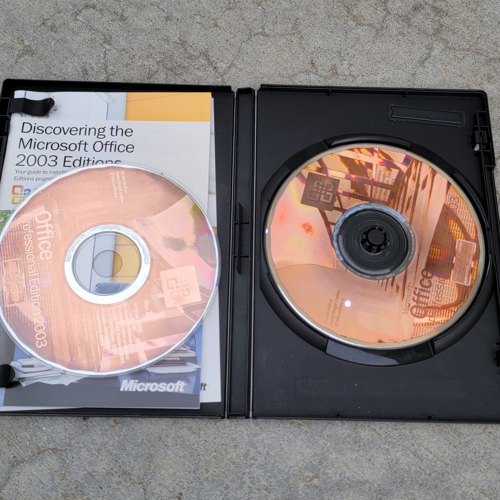 Vintage Microsoft Office Professional 2003 Software Suite 2 Disc PC CD-ROM