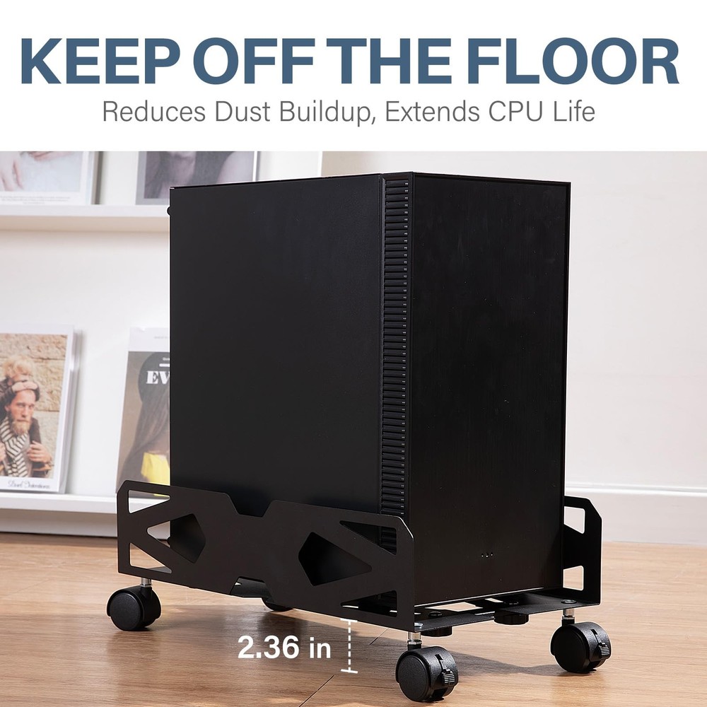 Hovadova Adjustable Computer Tower Stand, Ventilated PC Large, Black