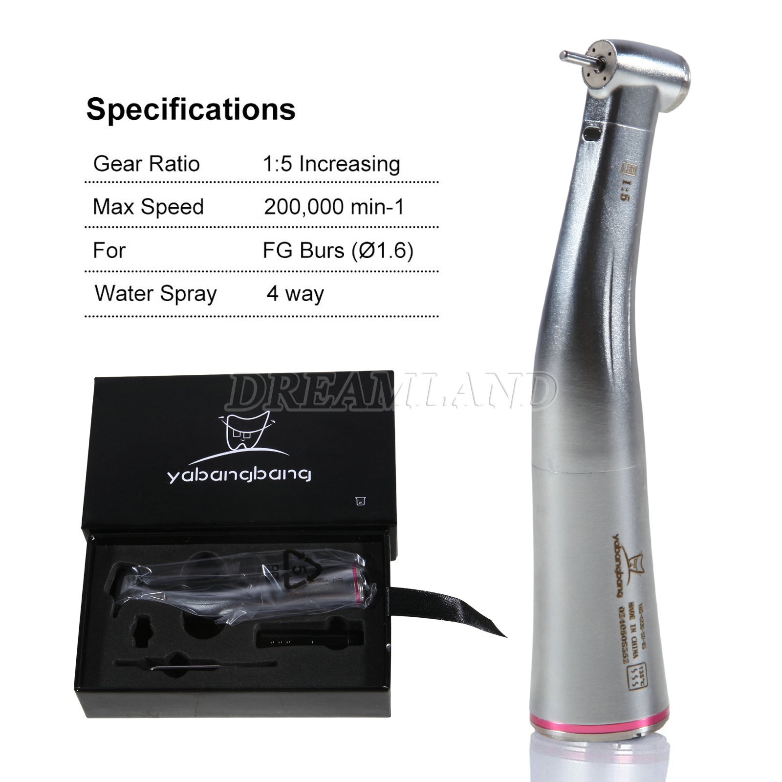 1-50 Yabangbang Dental LED 1:5 Increasing Fiber Optic Contra Angle Handpiece