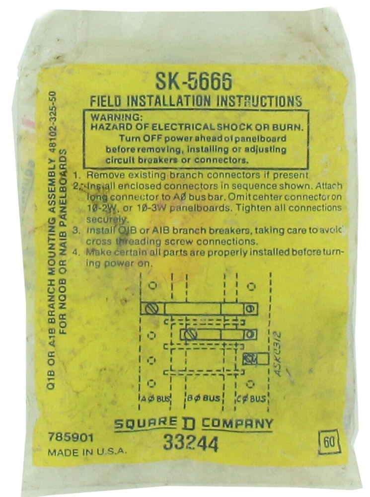 1 Pc Square D SK 5666 240V 3 Pole Panel Board Mounting Kit