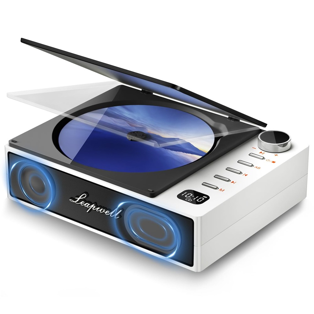CD Player Portable, Leapwell Portable with Speakers Bluetooth White