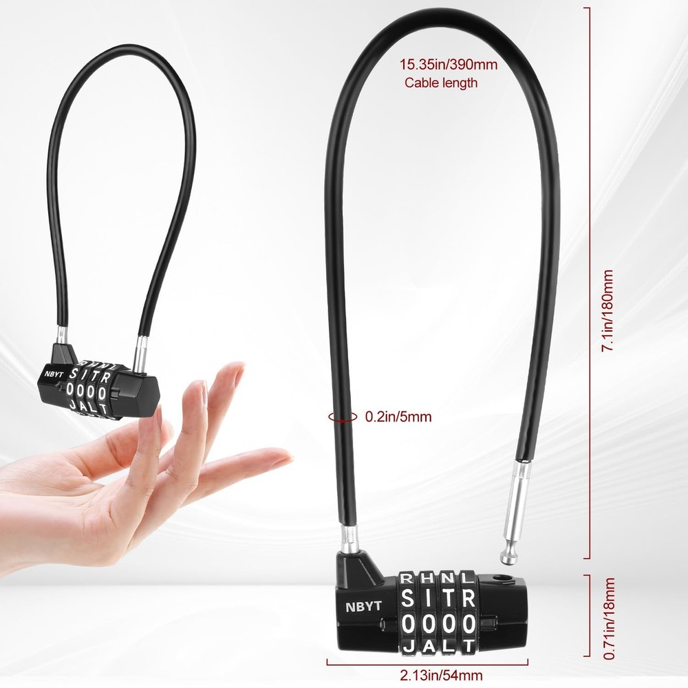 Cable Locks with Letters, Text, Words Combination,Steel Cable Rope Wire Combi...