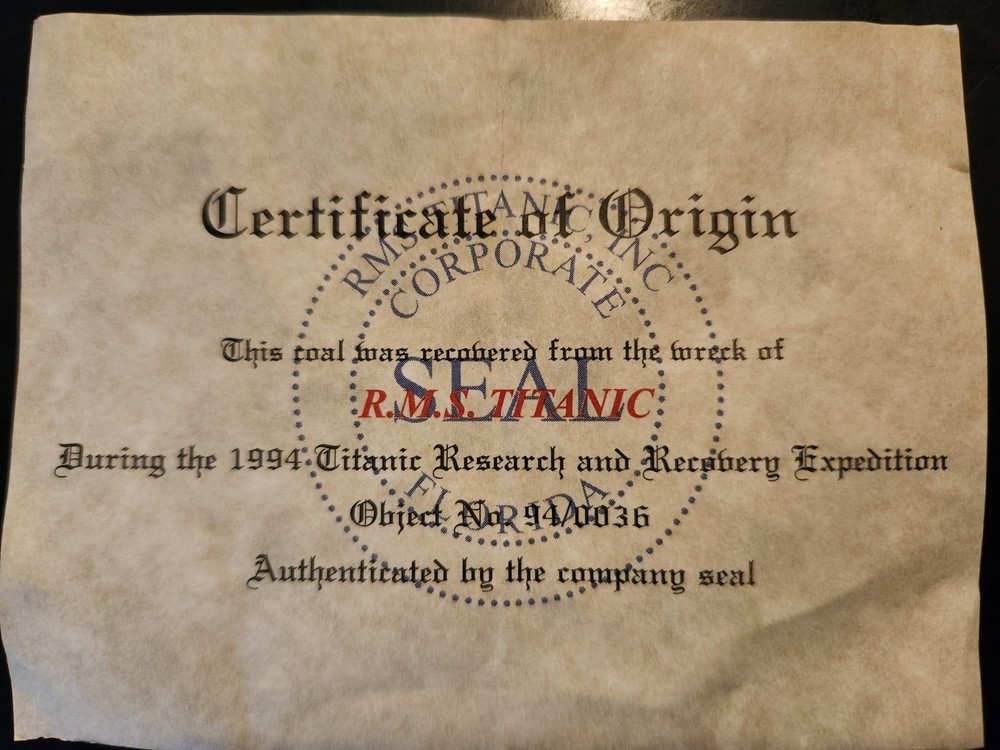 Titanic Coal Authentic With Bonus Item