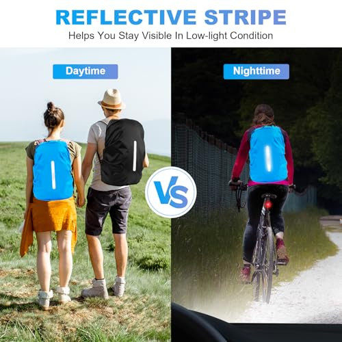 2pcs Waterproof Rain Cover for Backpack, Reflective Rainproof Protector for