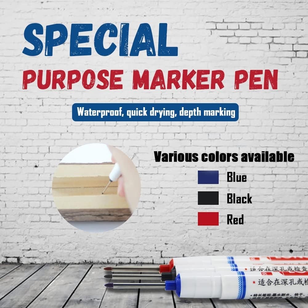 Versatile Deep Hole Pens - 3 Colors for Precision Marking in Artisanal Work