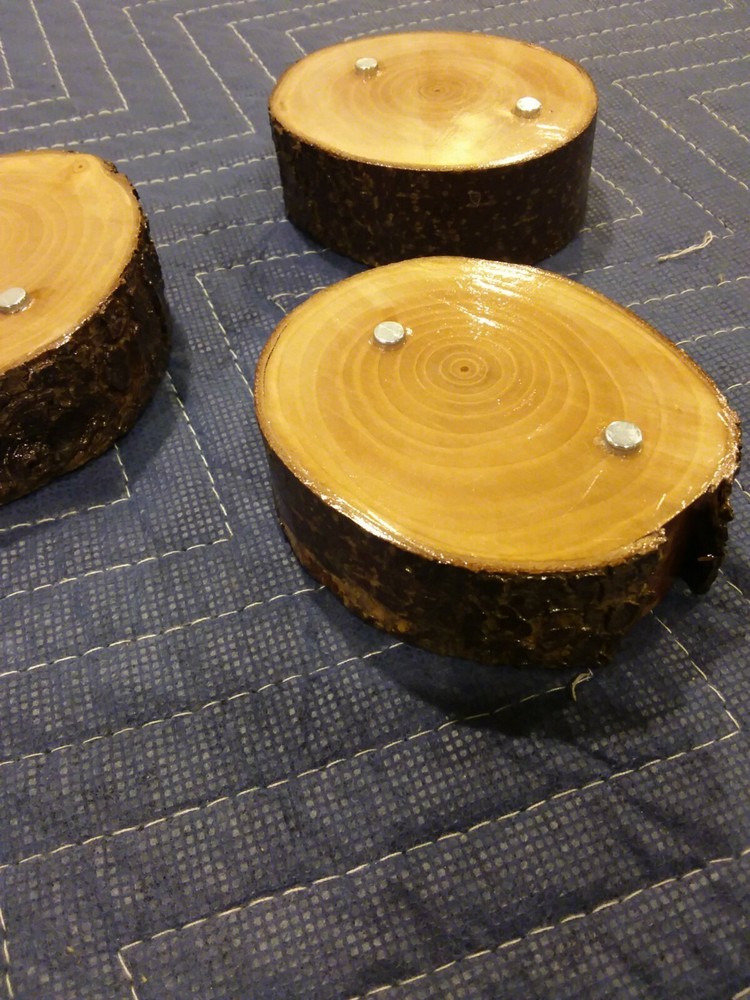 2-- KNIFE DISPLAY STANDS, SOLID PEAR WOOD