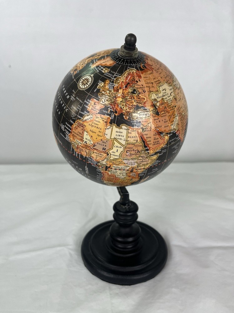 Small Globe Better Homes & Gardens Rotating Black/Orange Decor 9"
