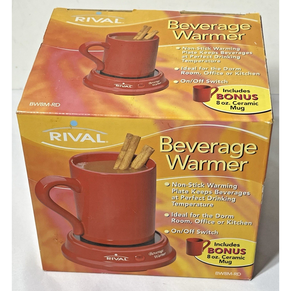 Rival Beverage Soup Warmer Includes 8 Oz Ceramic Mug Office Dorm Red New