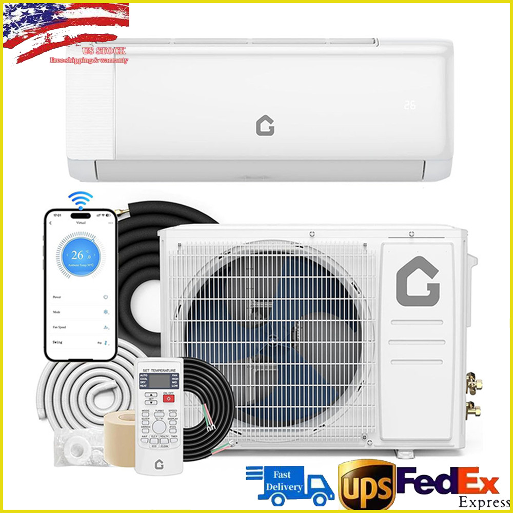 24000 BTU Ductless Air Conditioner, Heat Pump Mini Split 230V 2 Ton W/kit, WiFi
