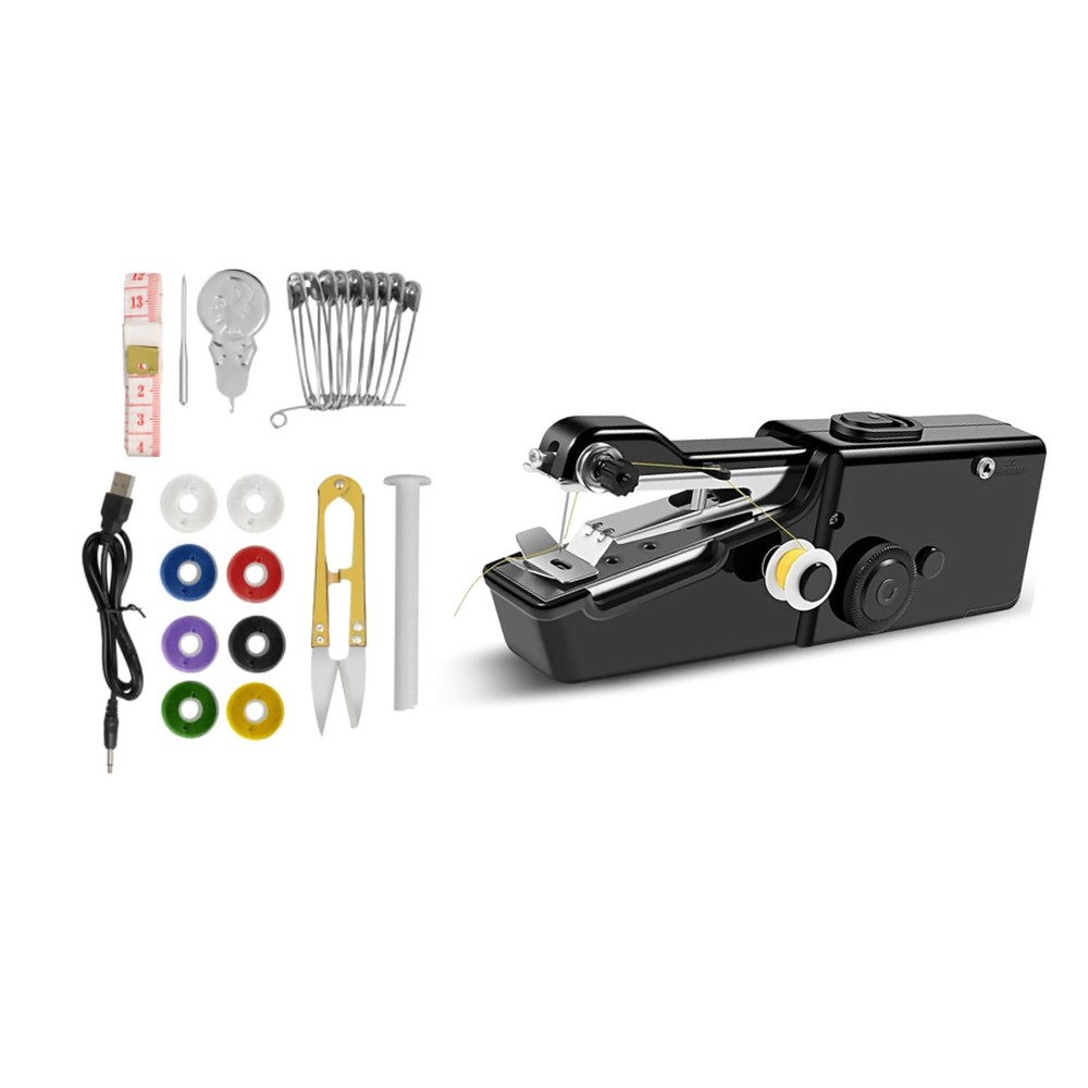 Handheld Mini Sewing Machine Stitch Electric Compact Tool Set w/ Sewing Kit