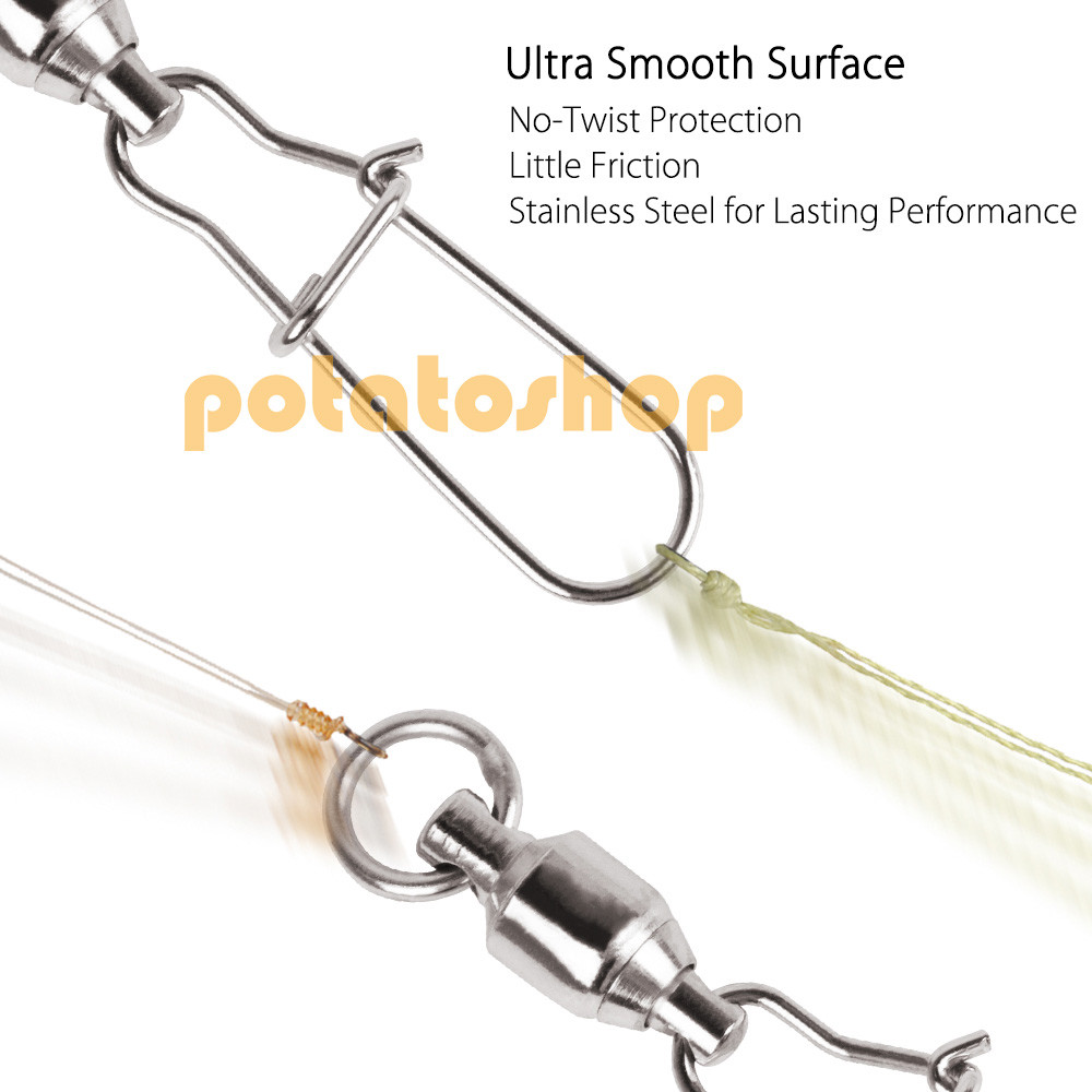 50/100pcs Duo Lock Snap Fishing Ball Bearing Swivels 26-132Lbs Tackle Saltwater