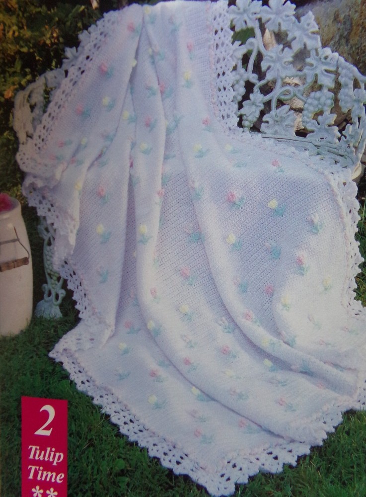 Tulip Time;  afghan ;   (#CF128-2) vintage crochet  pattern