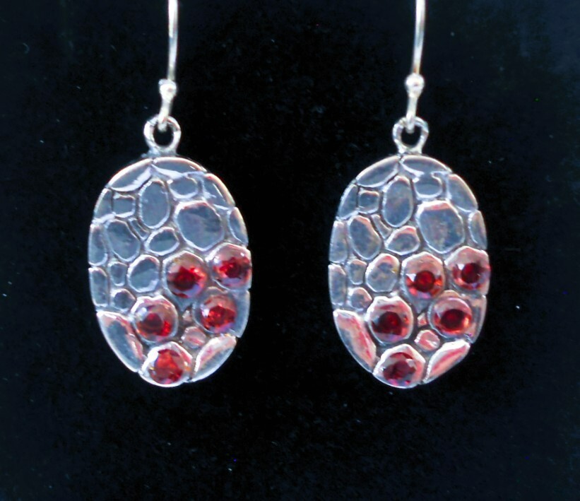 Handmade Sterling Silver Garnet Earrings