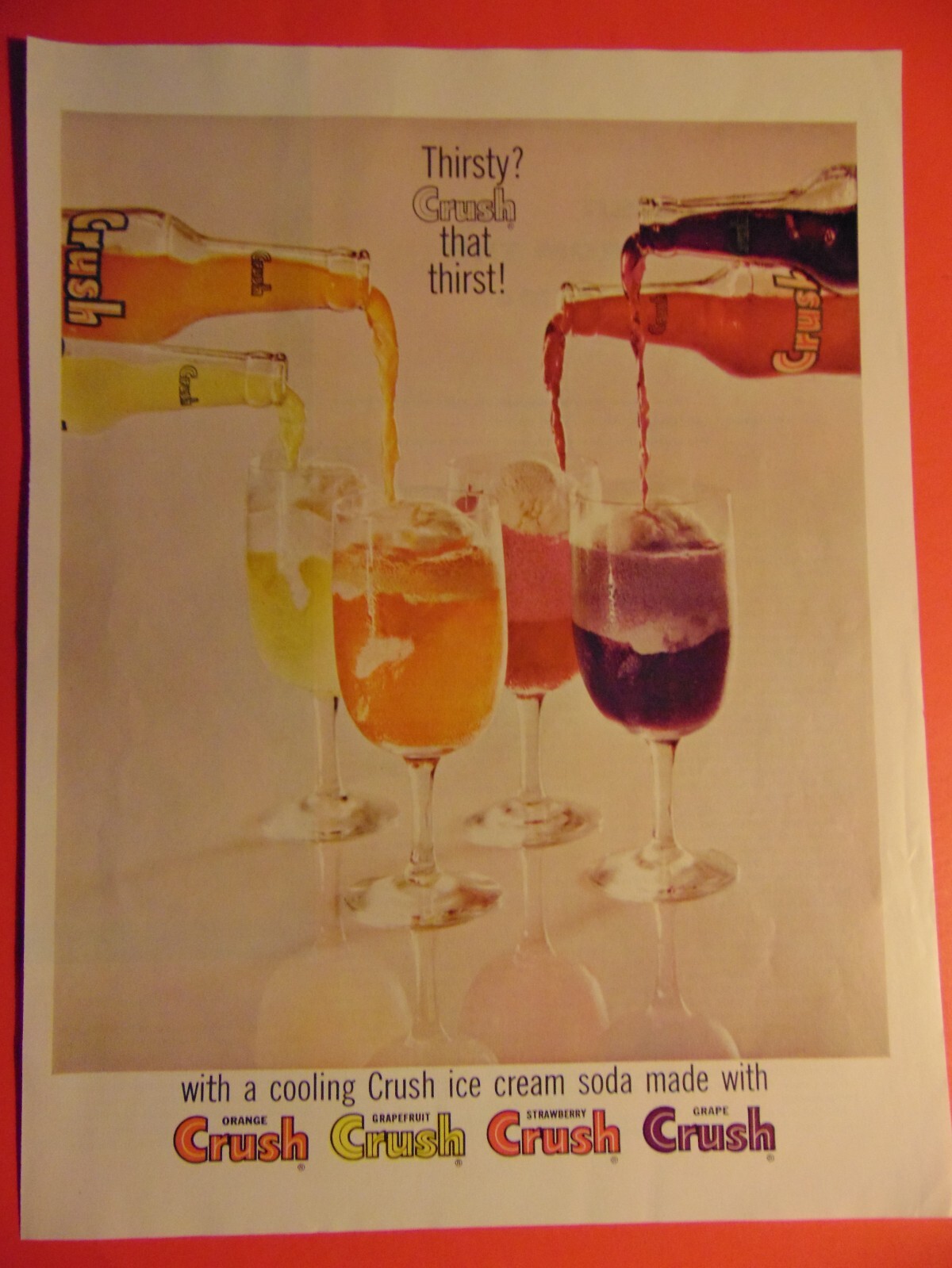 1963 CRUSH SODA Make Cooling Ice Cream Soda vintage print ad