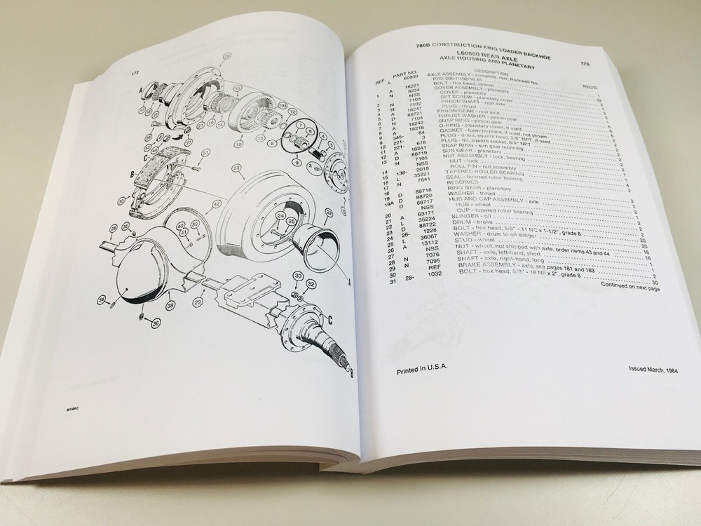Case 780B Construction King Loader Backhoe Parts Manual Catalog Exploded View Ck