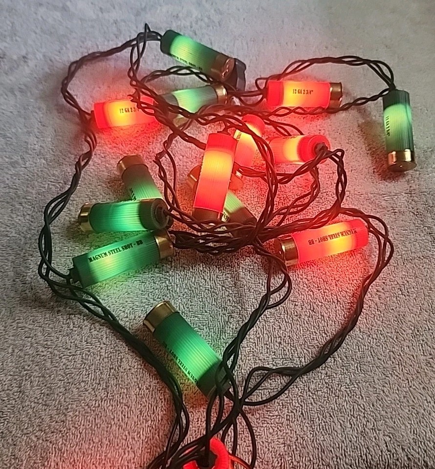Shotgun Shells Light String 20 Count Christmas Camper Deck Red & Green Working